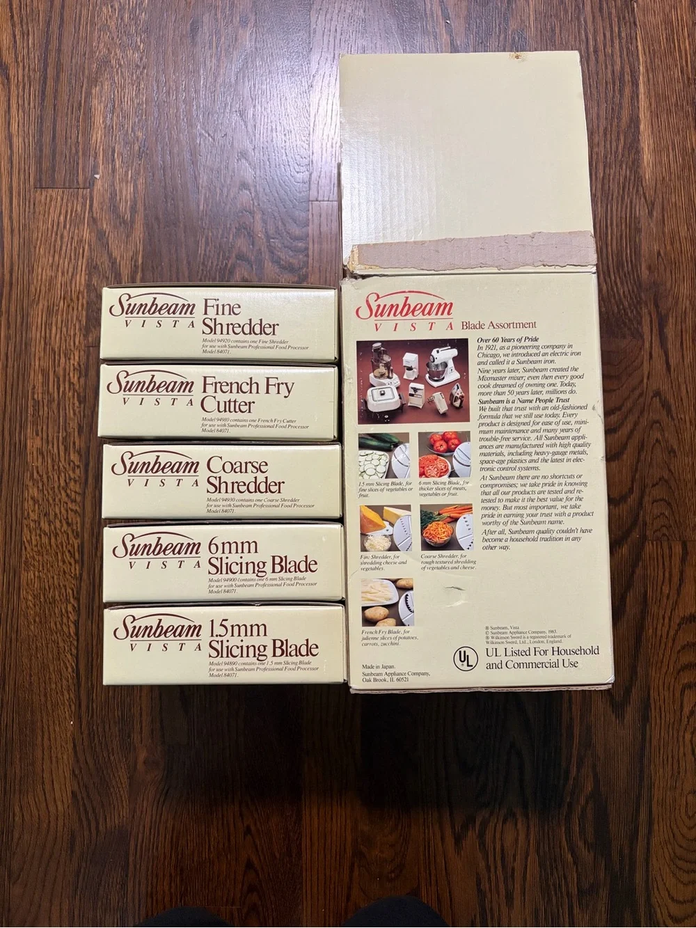 Vintage Sunbeam Vista Food Processor Blade Assortment New Open Box